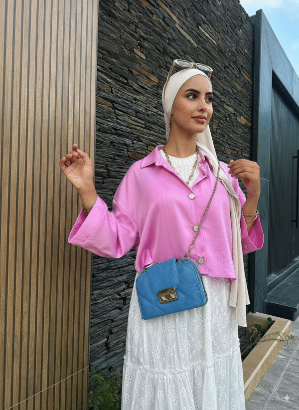 Chemise satinée - Rose - Image 13