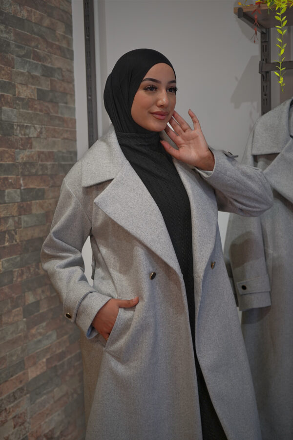 Manteau Femme long Gris - Image 3