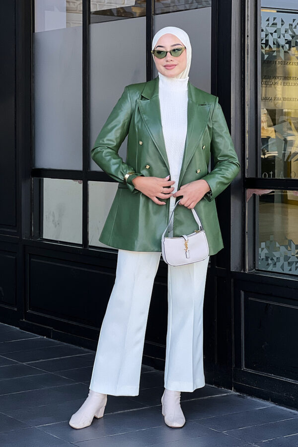 Veste Vert En similiCuir - Image 2