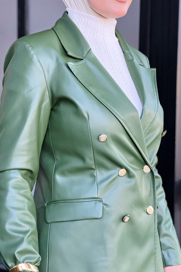 Veste Vert En similiCuir - Image 5