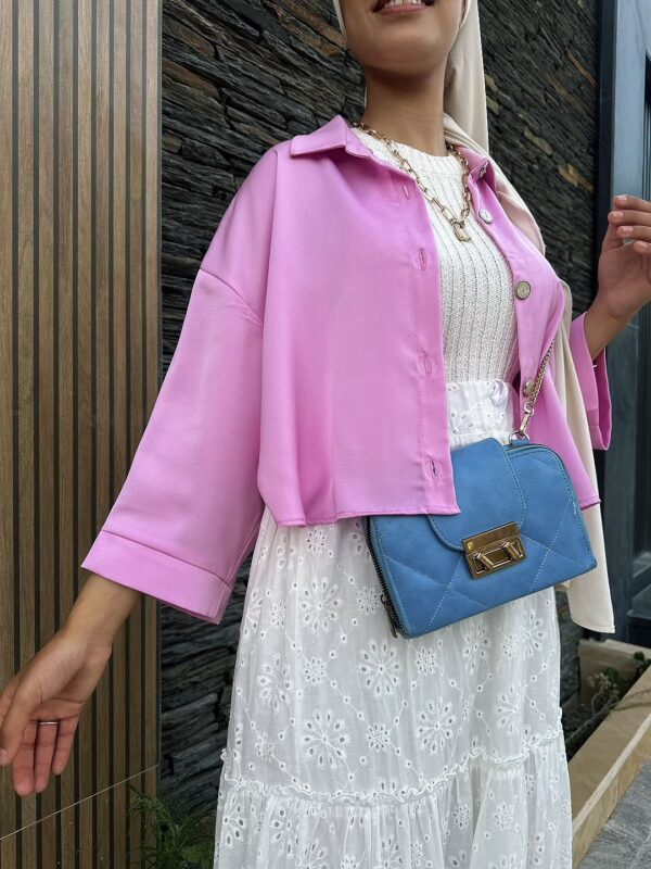 Chemise satinée - Rose - Image 9